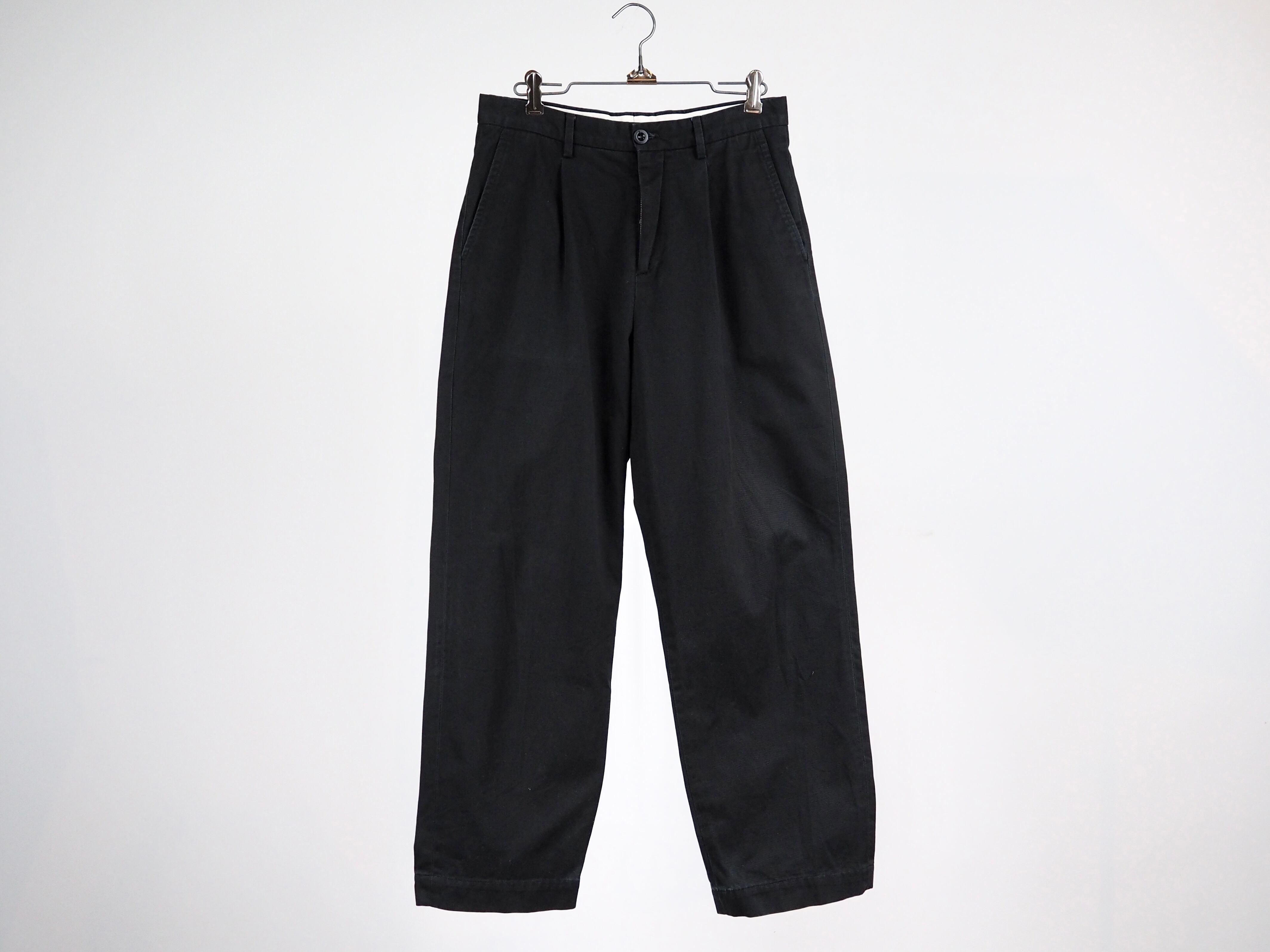 RICCARDO METHA cotton 1-tuck slacks 44 black /made in italy