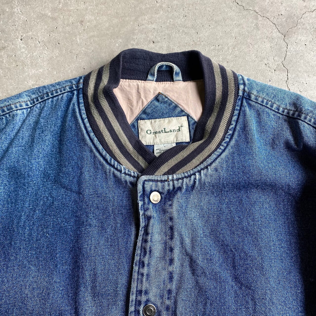 Great Land デニムスタジャン デニムジャケット 袖切替 メンズL 古着
