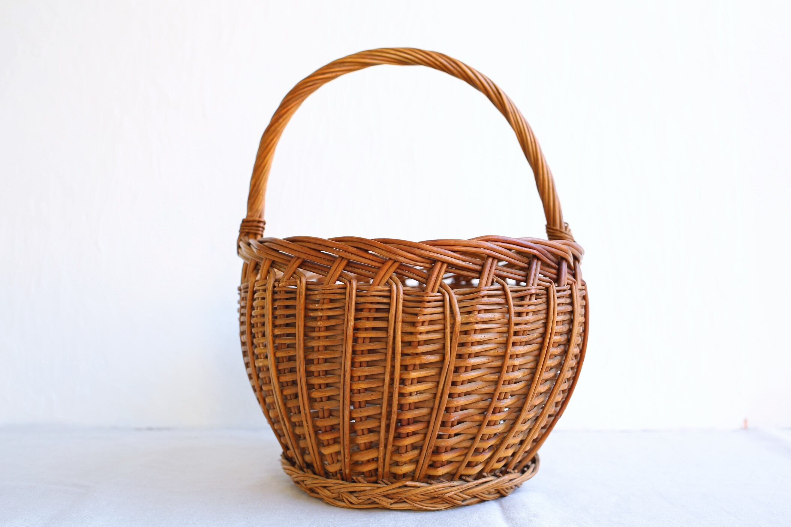 フランス アンティーク ヴィンテージ 丸いパニエ N-01149