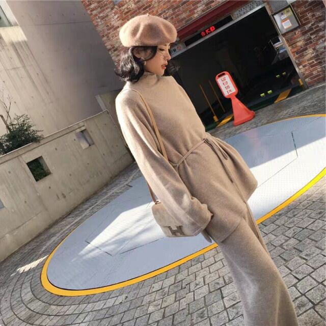 セットアップ ニット ガウチョパンツ パンツドレス 2点セット ニット