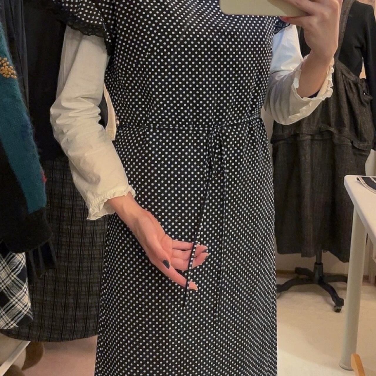 KETTY / dot lace sleeve less one-piece