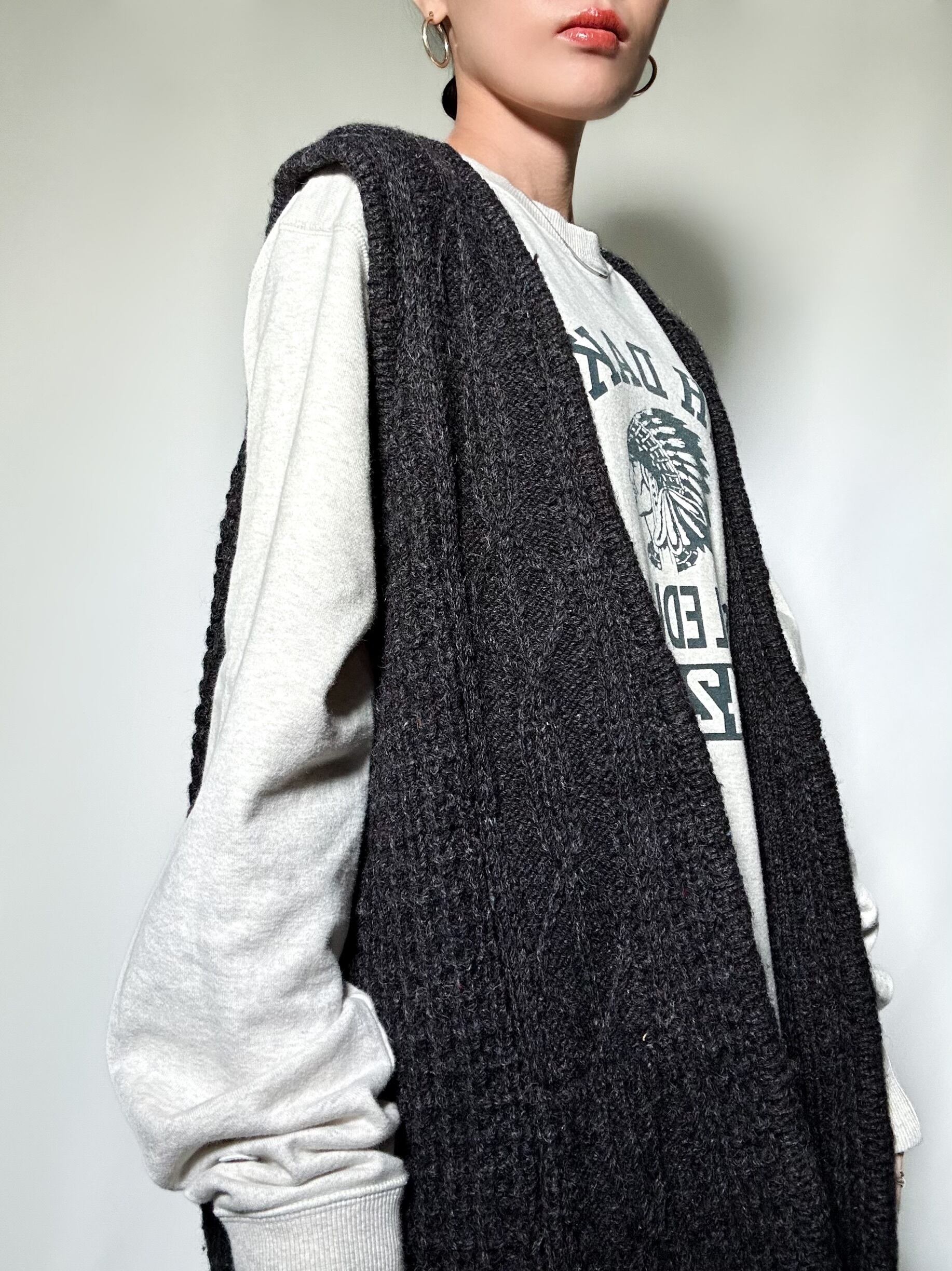 80s wool knit vest cardigan ウールニット ニットベスト ニットベスト