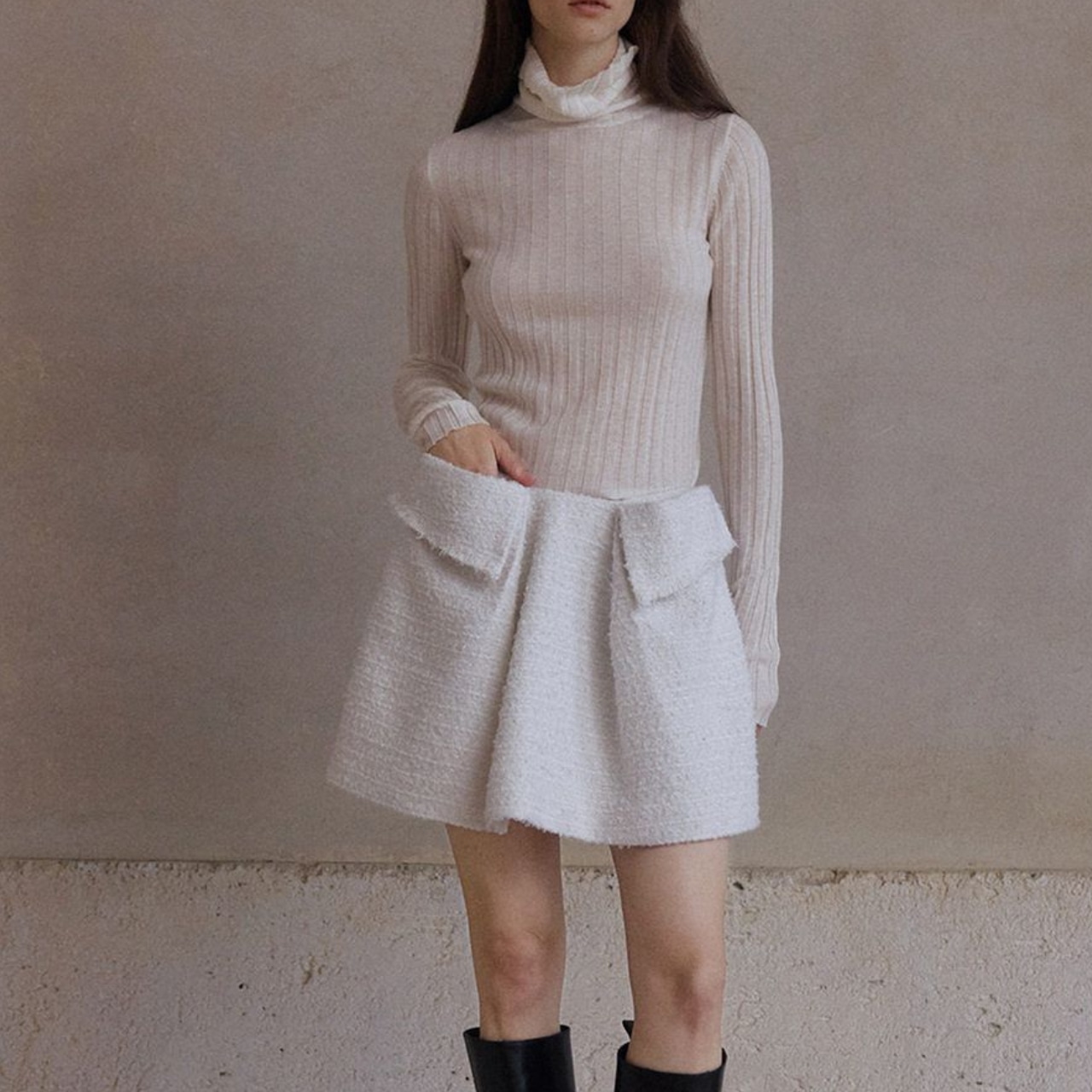 Rib Side Slit Tops T4078