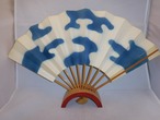 青雲飾り扇(ビンテージ) ) blue cloud pattern vintage fun(made in Japan)(No33)