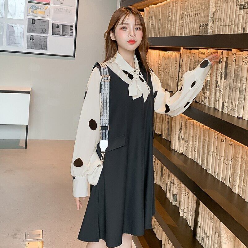 【新作】【送料無料】 マタニティ服春秋シフォンシャツとタンクドレス服妊婦2個マタニティドレスセット スプリング 春物 オータム 秋物 AL expec347911200736