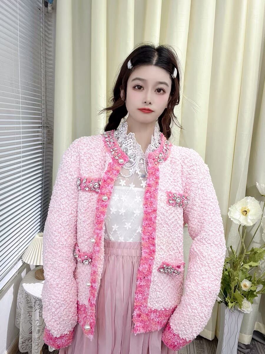 エムズグレイシー♡ツイードジャケット フリル パール ピンク 【公式