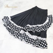 フラメンコ 衣装 prima boutique プリマブティック ファルダ スカート ブラック系 ホワイト系 黒 白 ボランテ フリル 水玉 ドット ダンス パーティ 発表会 レディース 舞台衣装 ステージ衣装 発表会衣装 ダンス衣装