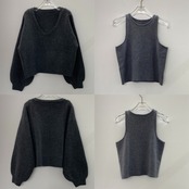 [タンクset]VネックニットPO/チャコールグレー