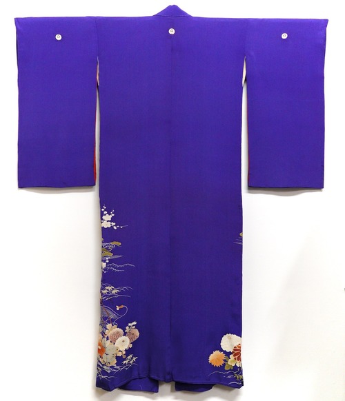 3440 色留袖 紋付 アンティーク着物 正絹 昭和レトロ ヴィンテージ 古布 和装 和服  ANTIQUE KIMONO JAPAN VINTAGE
