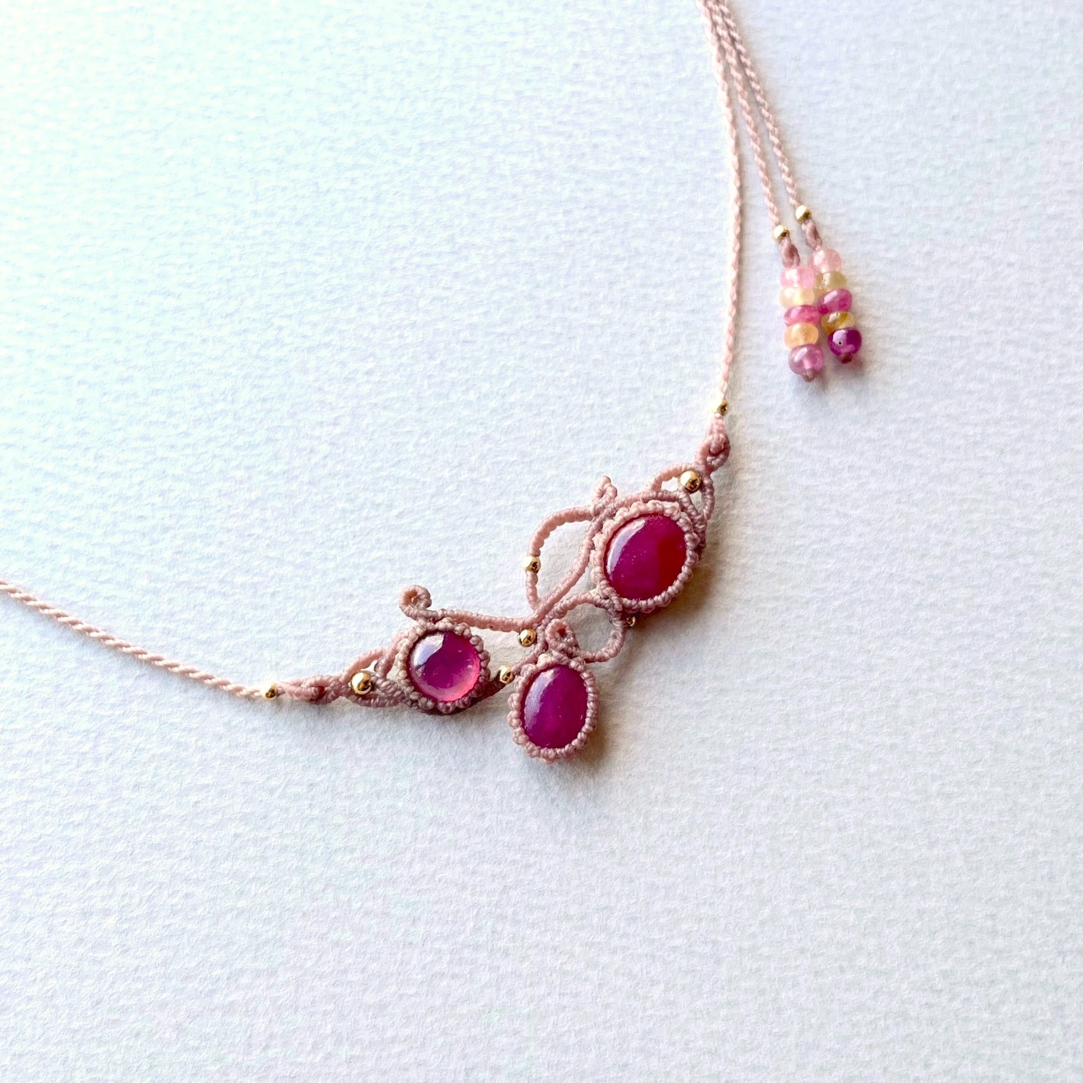 お客様オーダー品】ルビーのマクラメ編み 天然石ネックレス | SHANTi WALA