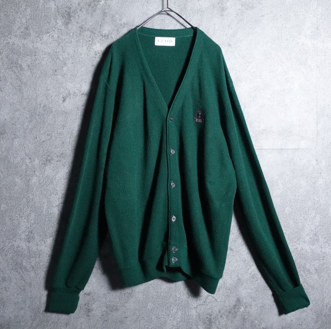 “IZOD” dark green embroidered cardigan