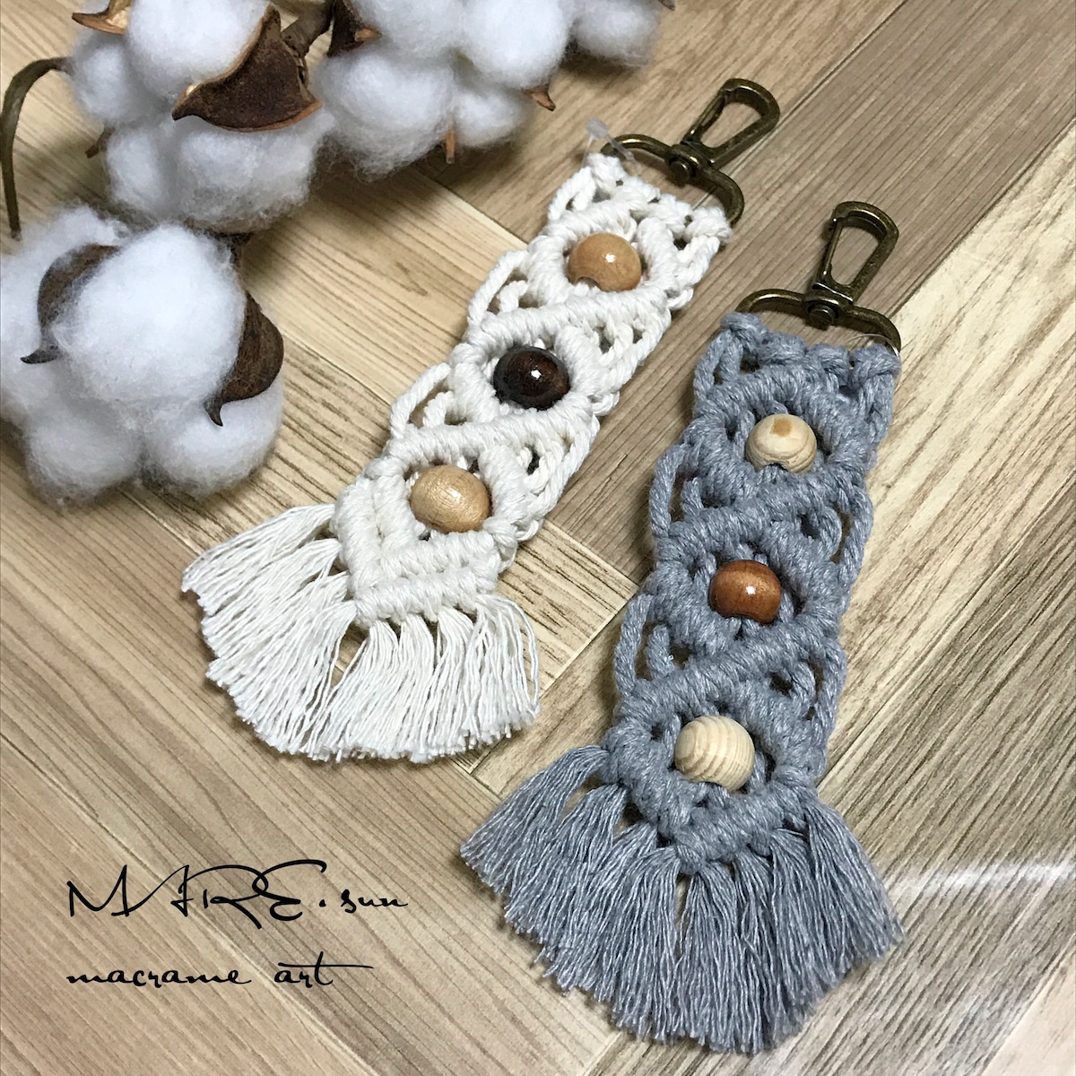 ウッドビーズのマクラメバッグチャーム | MARE.SUN