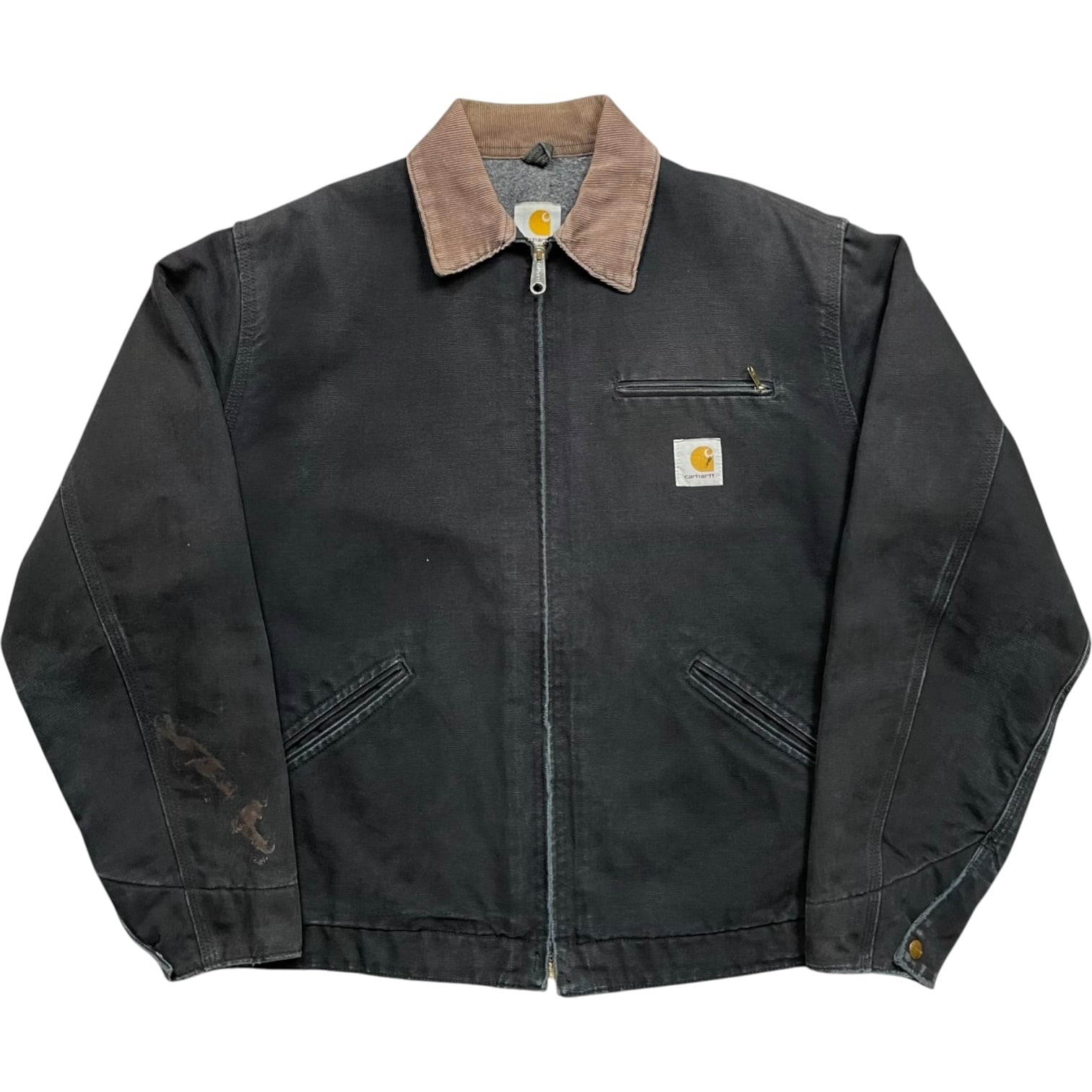 《L》Carhartt カーハート デトロイトジャケット フェード 襟コーデュロイ 胸ポケット ブラック no.10568
