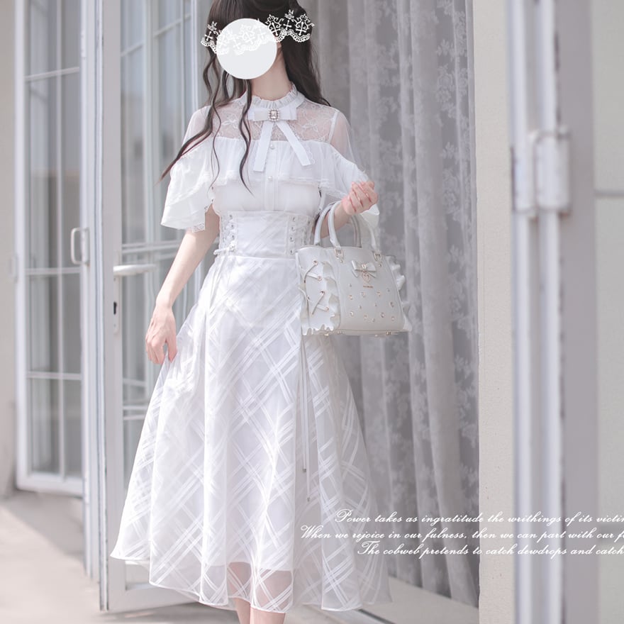 ロリィタ 量産型 3点 セットアップ クラロリ 控えめ オープンショルダー 胡桃木