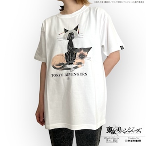 〈東京リベンジャーズ〉イザナ猫＆カクチョー猫Tシャツ(Illustrations by 黒ねこ意匠)