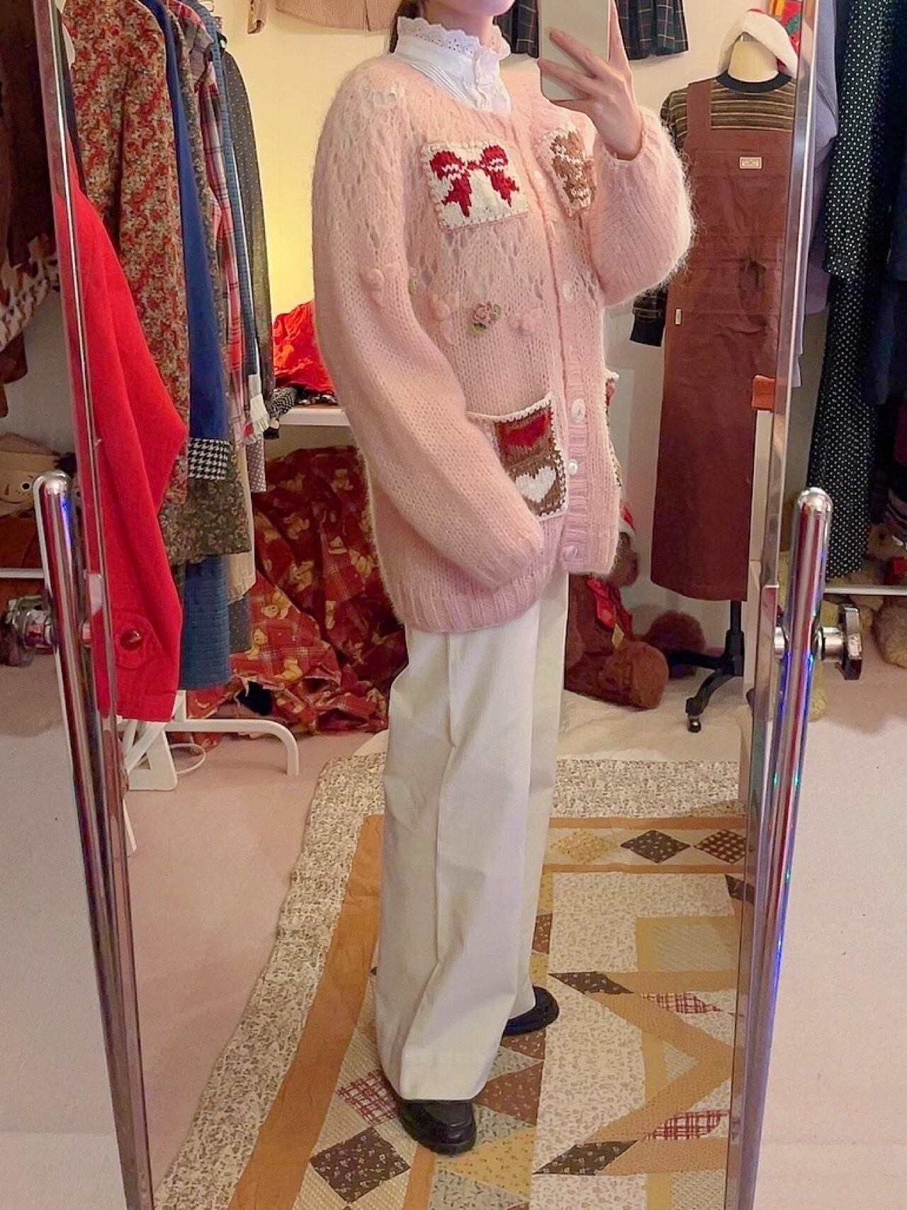 remake / bear pink knit cardigan