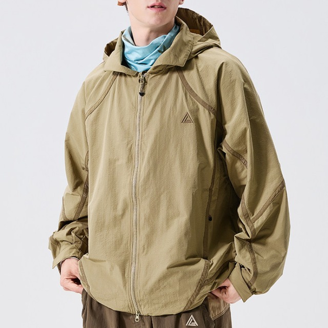 配色ラインフードジップジャケット R00055