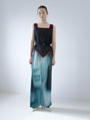 【受注】RITSUKO KARITA Painted Body Easy Pants〔rich〕（Eclipse green / Shadow black）