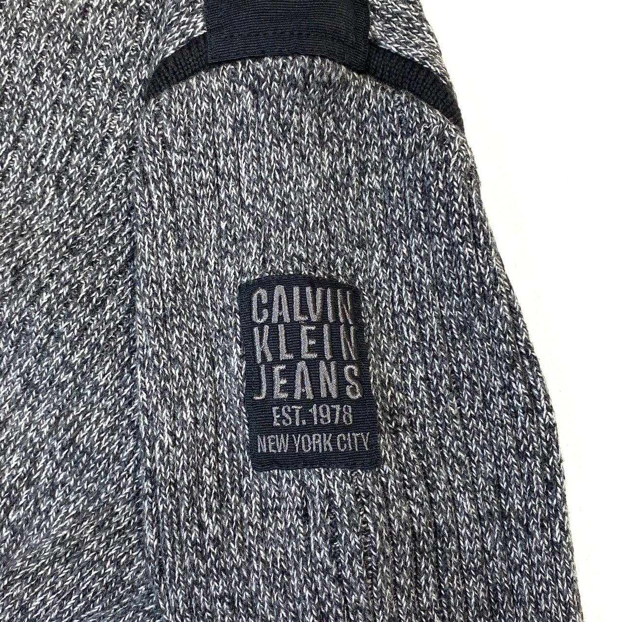 CALVIN KLEIN JEANS カルバンクラインジーンズ ハーフジップ コットンニットセーター グレー メンズM【ニットセーター】 | cave  古着屋【公式】古着通販サイト