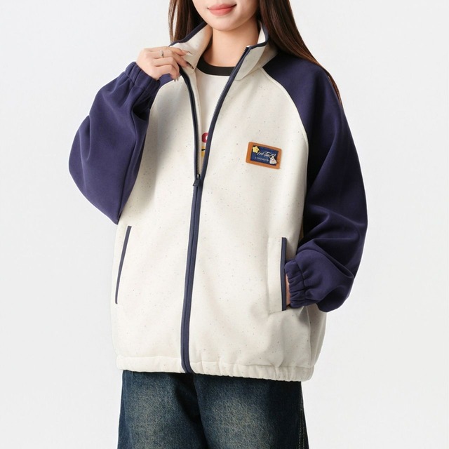 バイカラーパッチアクセントジップブルゾン 2col   R01490