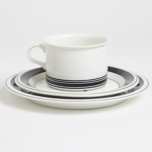ARABIA アラビア Faenza ファエンツァ 黒 ティーカップ＆ソーサー、プレート3点セット - 1 北欧ヴィンテージ