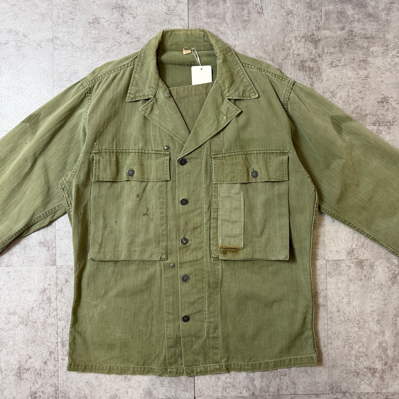 40's M-43 HBT Shirt Jacket US-ARMY 40年代 アメリカ軍 ヘリンボーン シャツ ジャケット ミリタリー ヴィンテージ ビンテージ  TT2026-0033 - 3