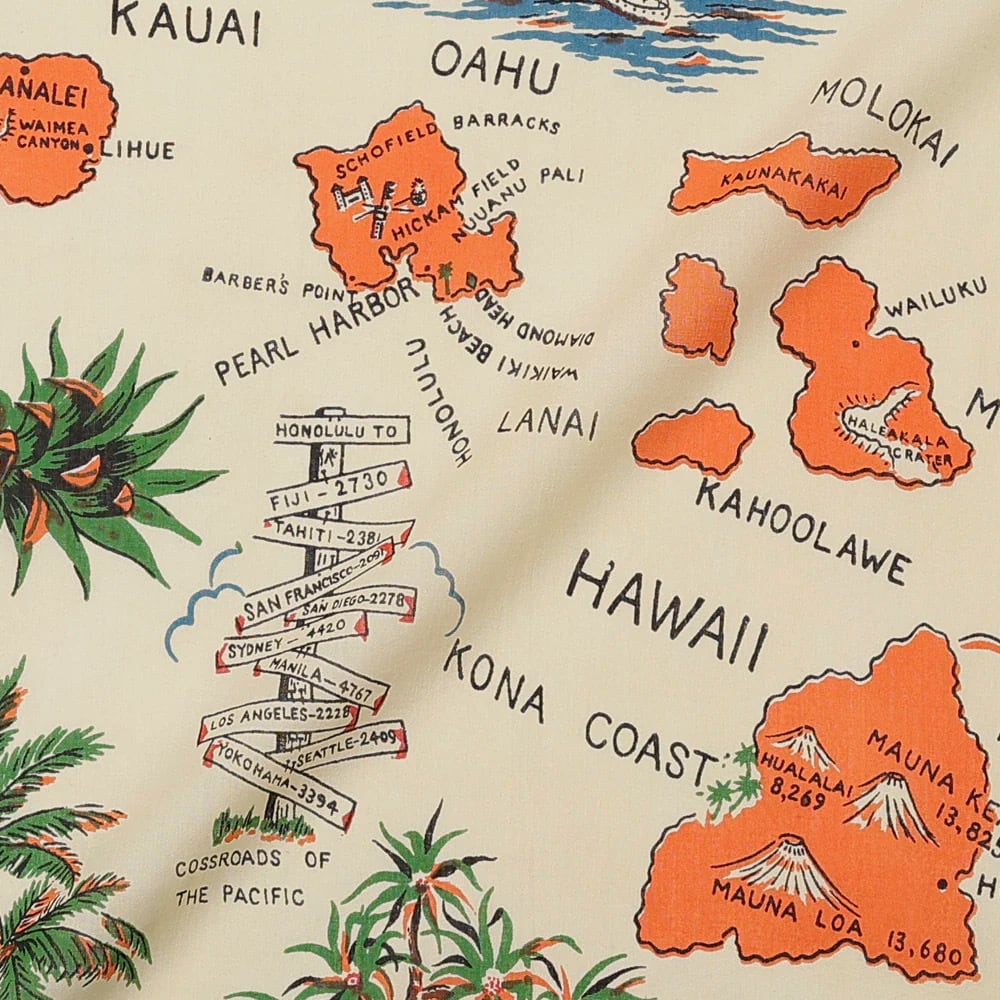 Bindu【ビンドゥ】マッププリント64スカーフ ( HAWAII / BLUE / 2139