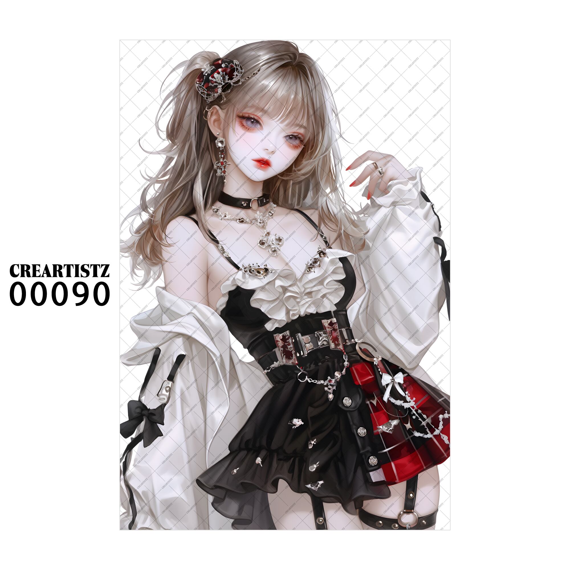 00090 ガール キュート オリジナル ペーパー/ステッカー 4枚セット CREARTISTZ