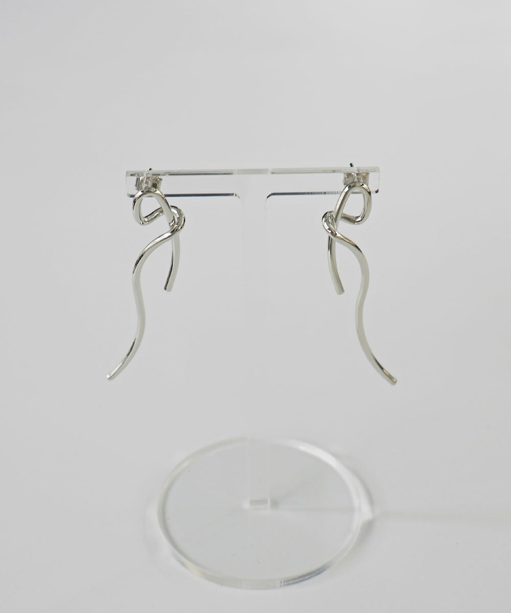 ノット ロング リボンピアス 真鍮 韓国製