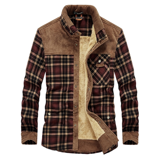 plaid long-sleeved corduroy casual shirt(GV216)