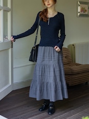 Délavé Gris Cotton Tiered Skirt F0820