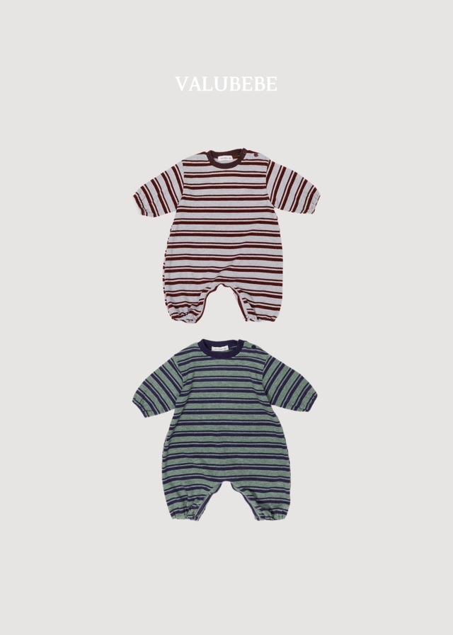 【取寄】valubebe|holly stripe jumpsuit|ホーリーボーダージャンプスーツ|6M-18M|baby|26 autumn