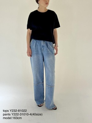 【YENN】HIGH RISE TUCK WIDE DENIM PT（ブルー）[Y222-31010-4QU]