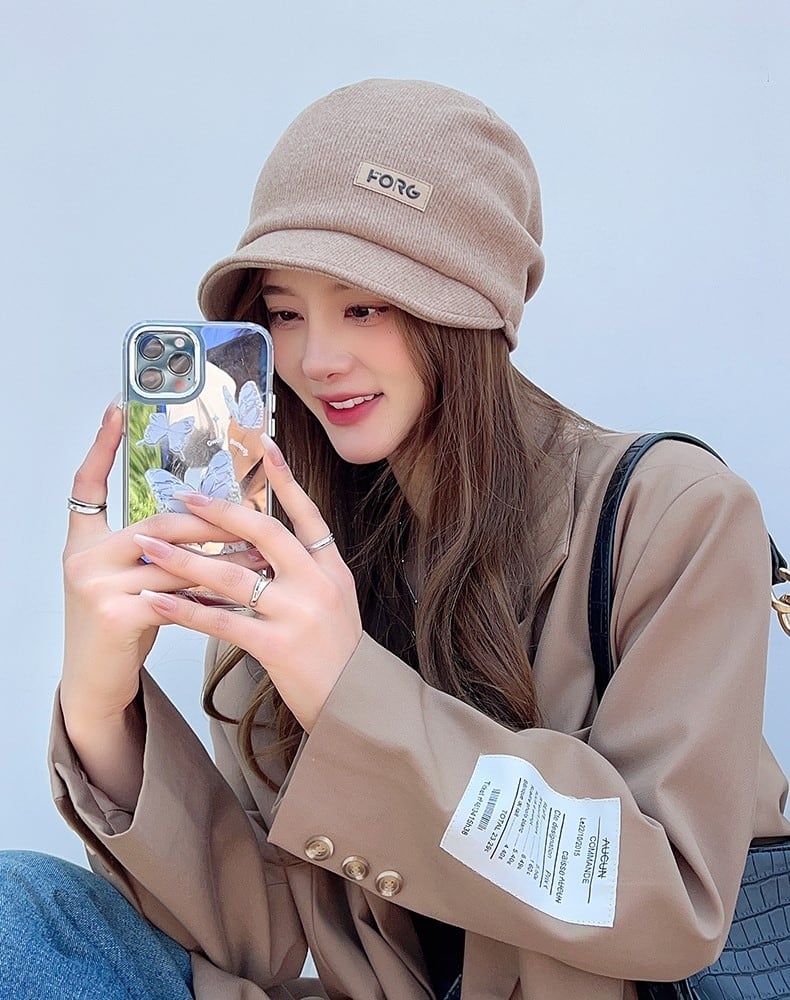 サンバイザーグレー ニット帽 ゴルフ スポーツ防寒 耳カバー 毛糸 ファー