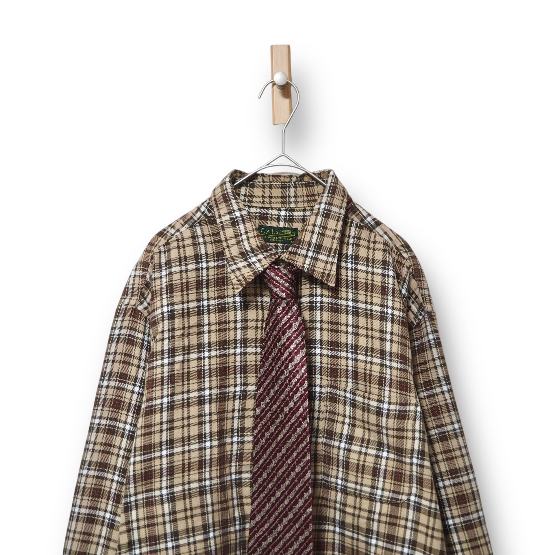 【VINTAGE】長袖デザインシャツ+ネクタイ