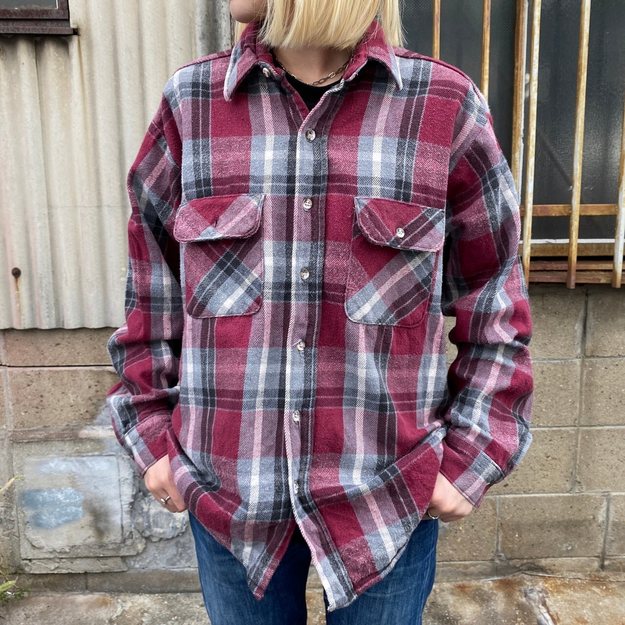 70年代〜80年代 USA製 Five Brother ファイブブラザー チェックシャツ 