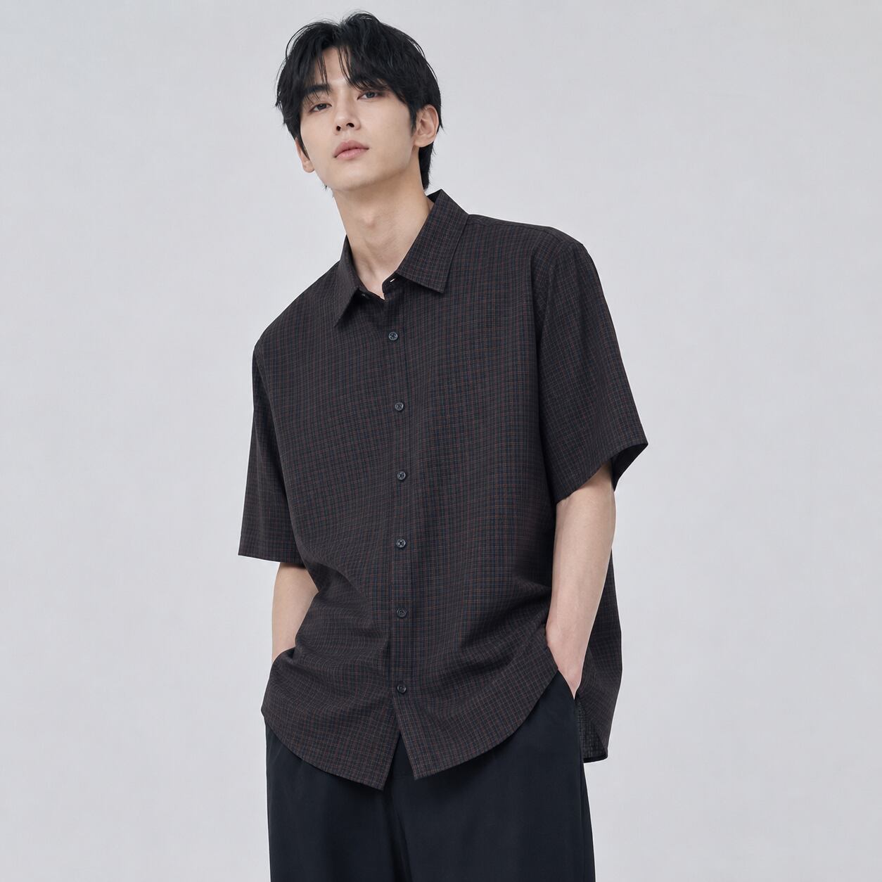 Checked short sleeve shirt 0010