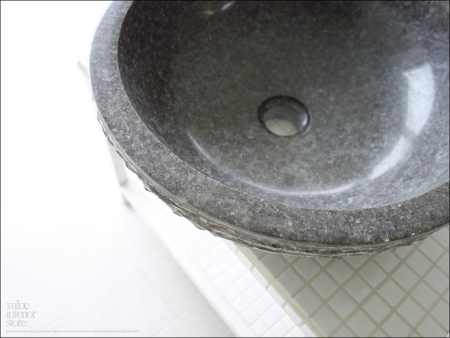 天然大理石 洗面ボウル IV45cm04 ウォッシュボウル 手洗い鉢 手洗器 洗面器 手洗いボウル 洗面用品 マーブル Φ45 × H15cm - 2