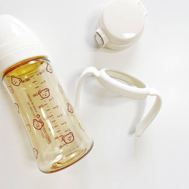 くまさん柄哺乳瓶 ストローマグセット 300ml イブル Baby Fabric Lilyblanc リリーブラン くまさん柄哺乳瓶 ストローマグセット 300ml イブル Baby Fabric Lilyblanc リリーブラン