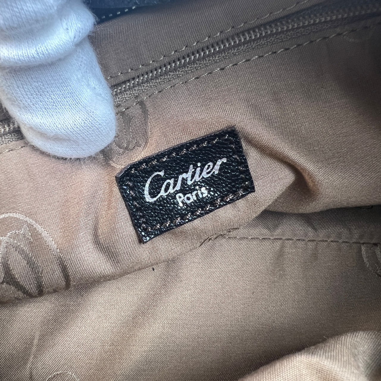 Cartierカルティエ レザー ハンドバッグ ブラック A-9512