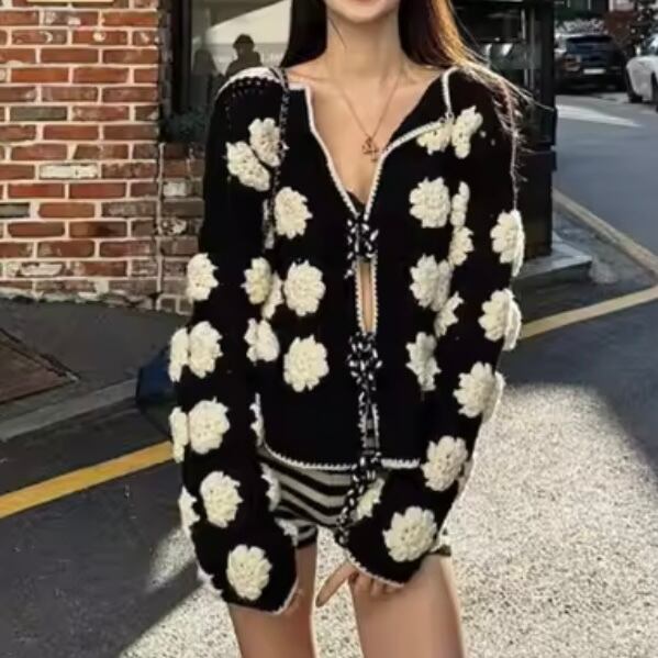 vintage flower knit cardigan