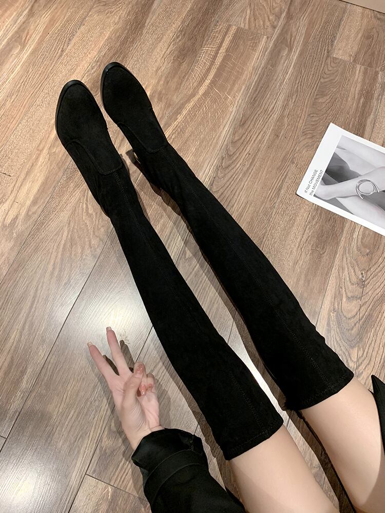 ブーツオータムレッドスリーブブラックストレッチ 靴 シューズ エラスティック 伸縮 秋物 部族の婦人靴76608944872