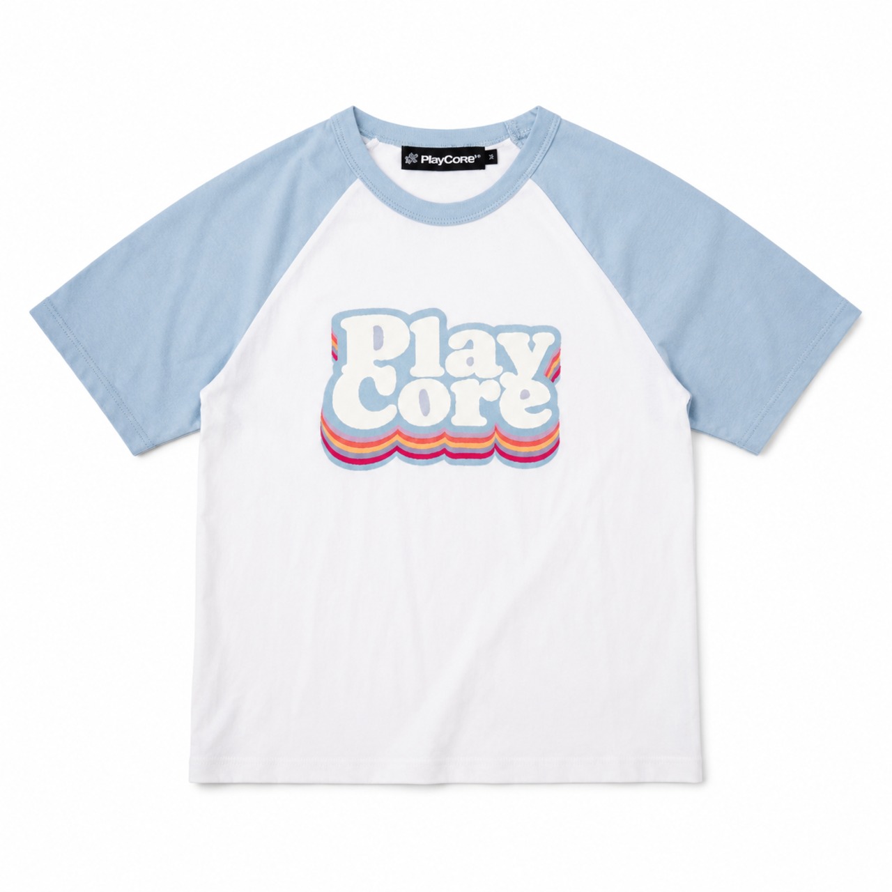 mini Raglan T-shirt / white×baby blue - 1