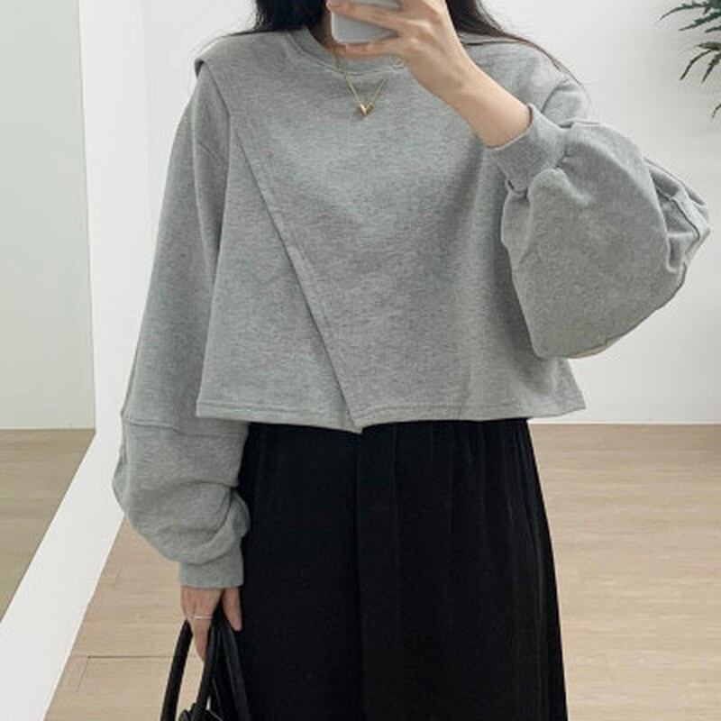 asymmetrical round neck sweatshirt m0504