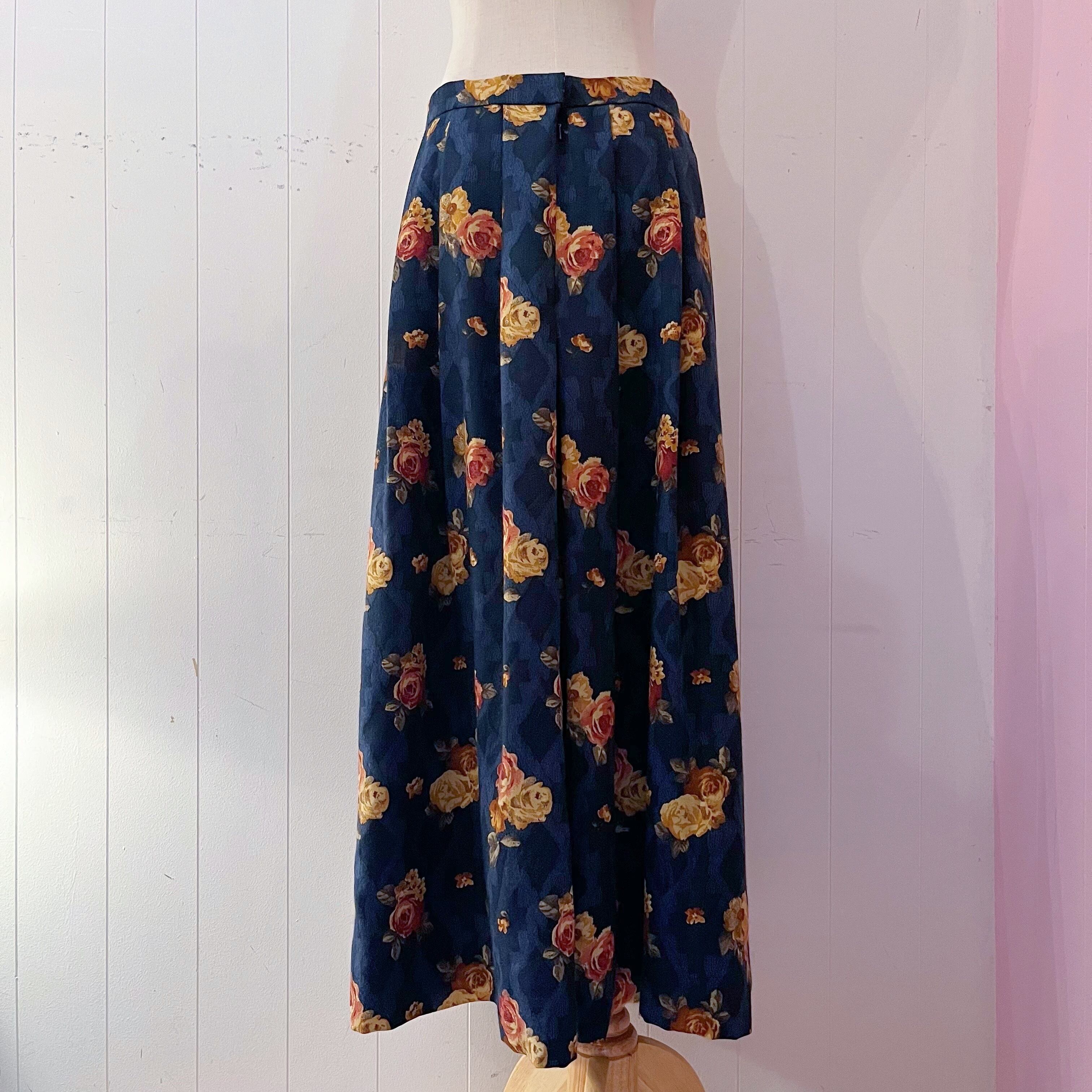 antique rose blue diamond tuck skirt