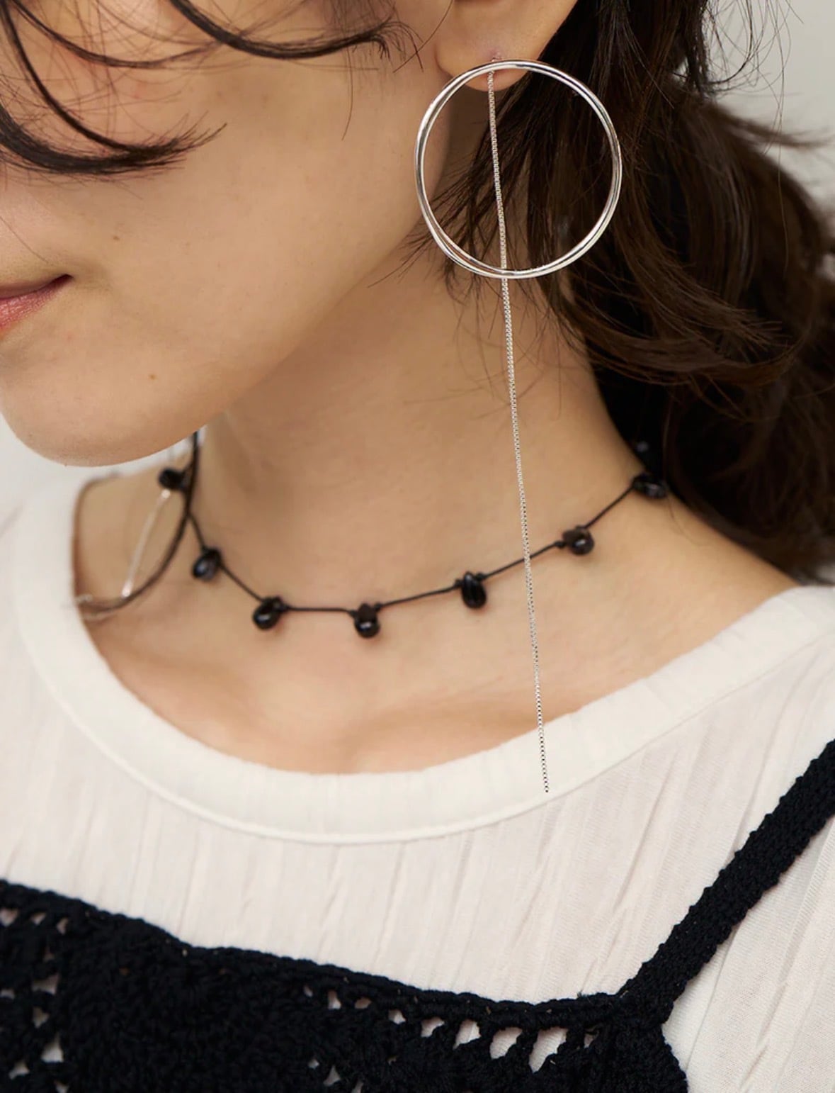 CHIGNON 】サークルフープオニキス3WAYピアス | valance 福井