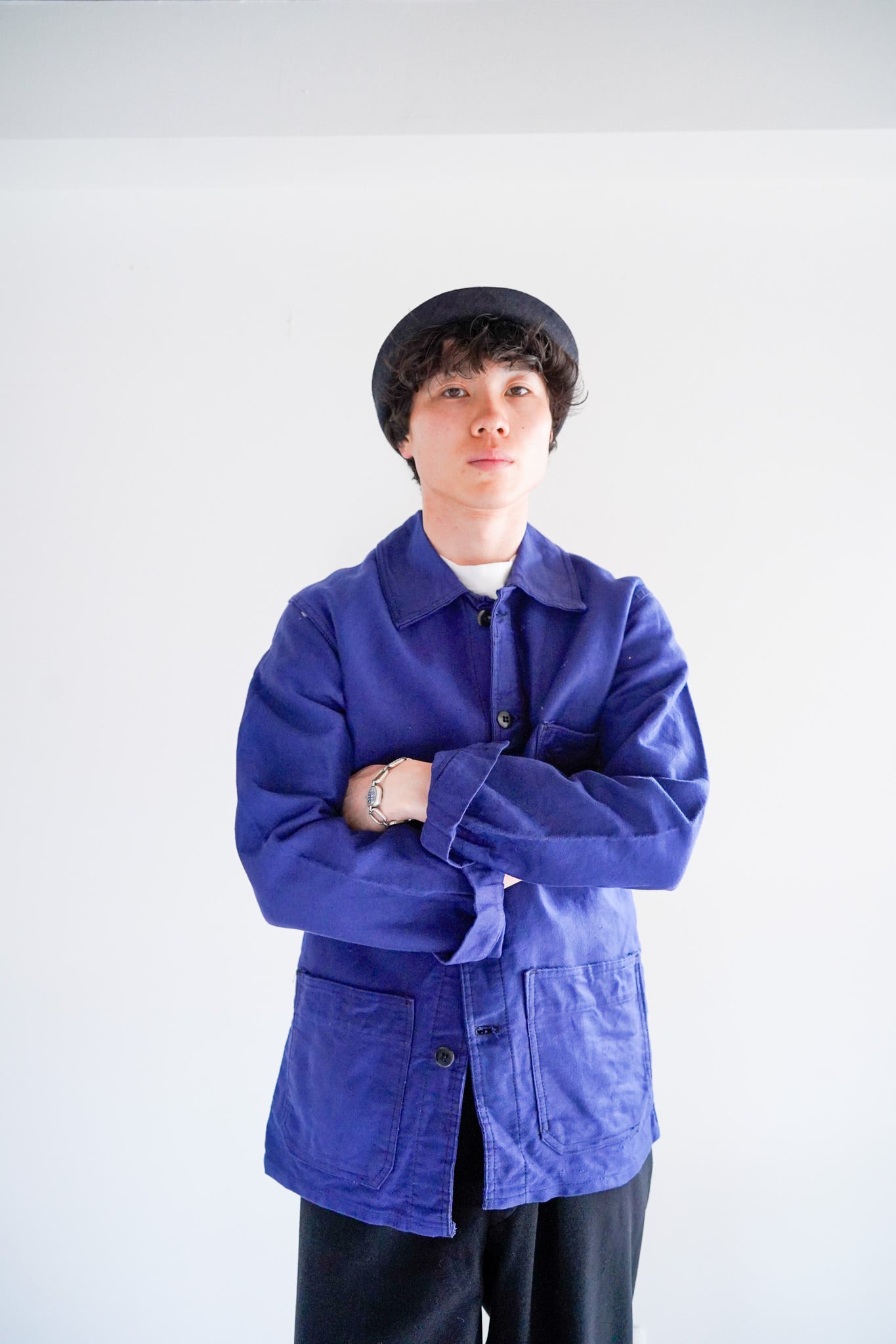 【1950-60s】"French Vintage" Blue Moleskin French Work JKT / 6-48
