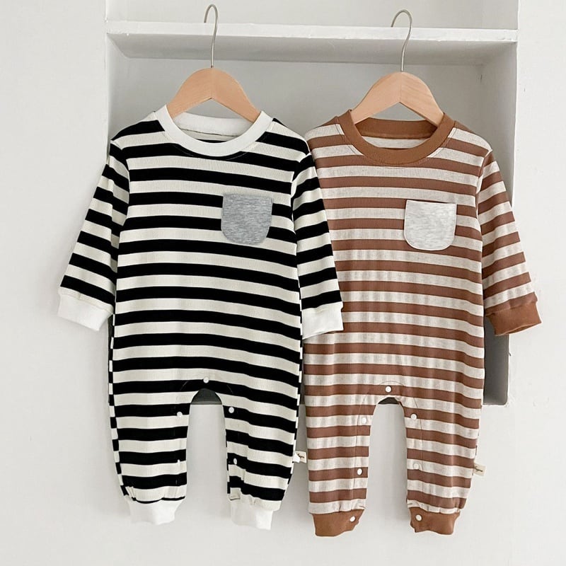 【BABY&KID】ボーダー柄オールインワン