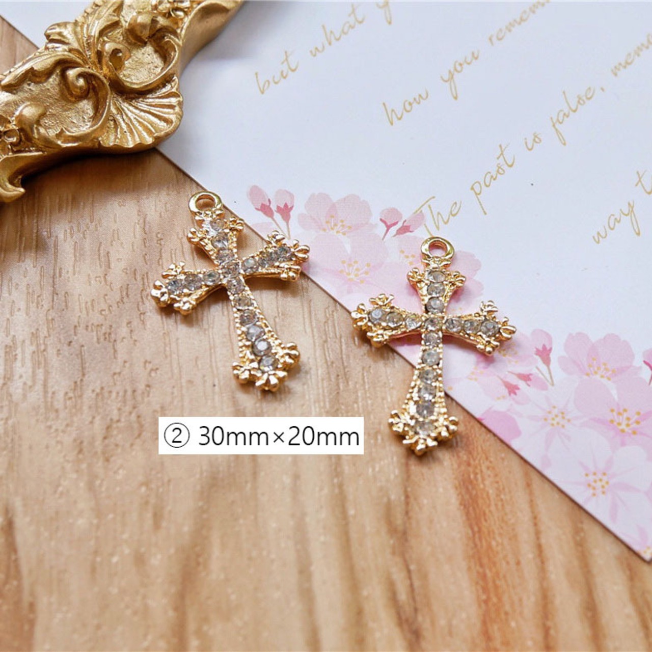 カン付き クロス ハート チャーム アクセサリーパーツ ハンドメイド 
