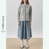 冬庭にそよぐ白影：刺繍ドールカーディガン《XU0261》